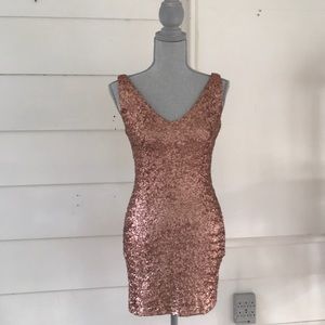 Mini Copper Sequin Party Dress